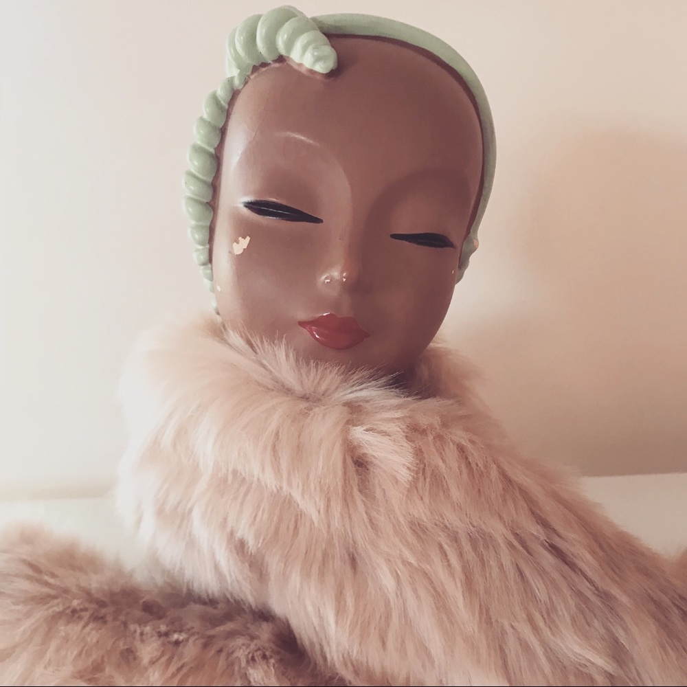 Blush pink fur collar